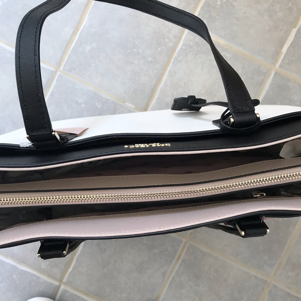 KATE SPADE CAMERON LARGE WHITE BEIGE LAPTOP TOTE - Picture 7 of 8